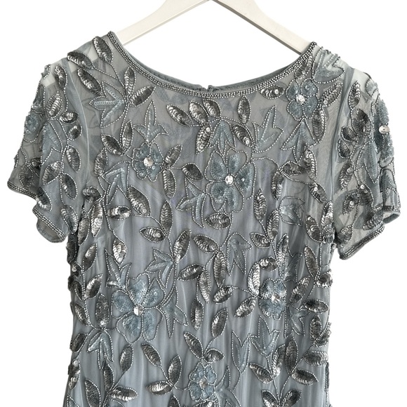 Adrianna Papell Embellished Maxi Dress, EUC, Size 12, Color-Light Blue w/ Silver - Picture 3 of 8